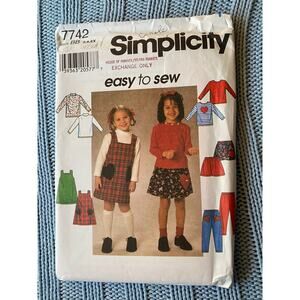 Simplicity sewing pattern  7742 girls jumper top skirt pant
